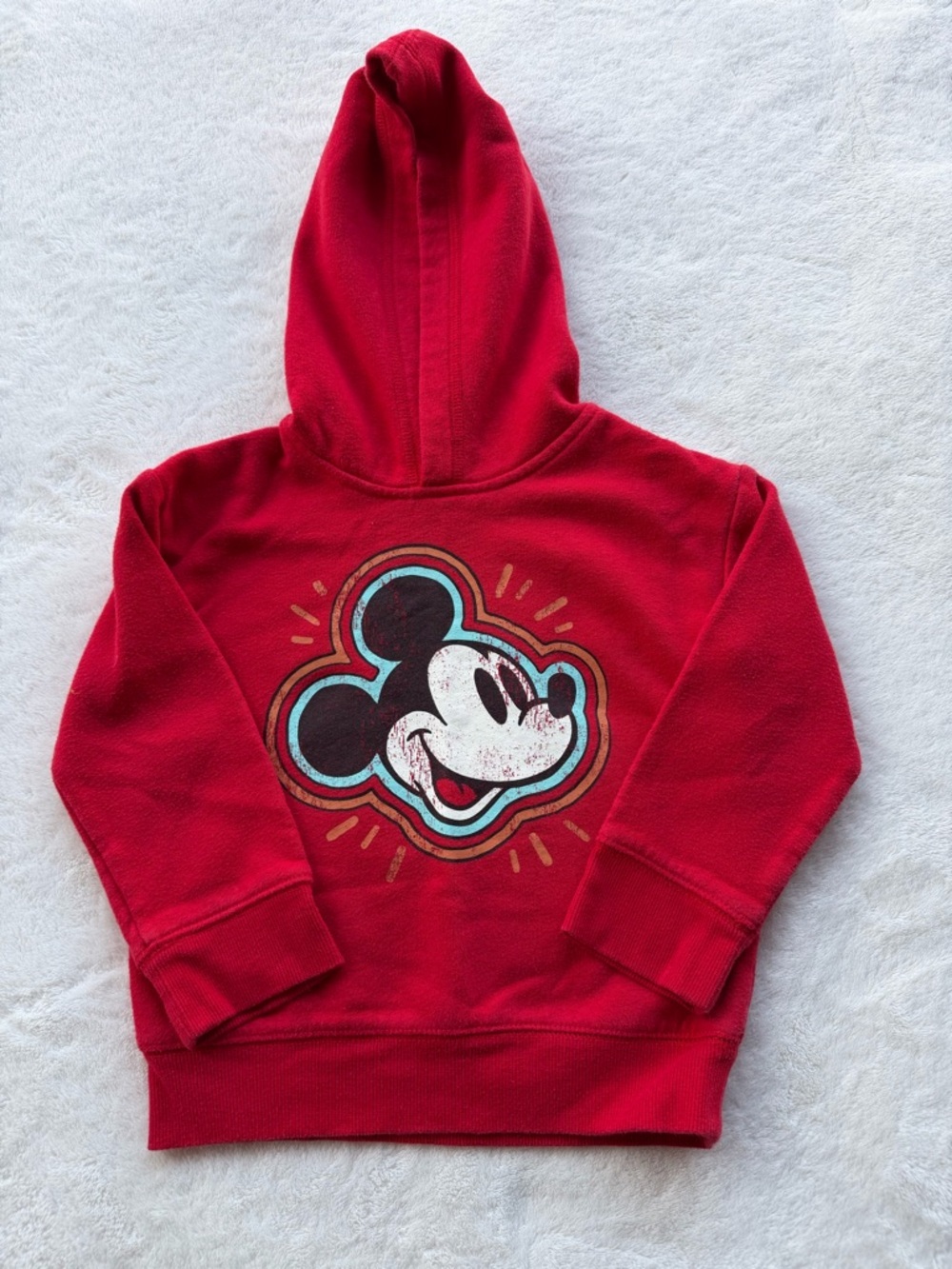 Disney Red Mickey Mouse Hooded Pullover for Kids Size 3T